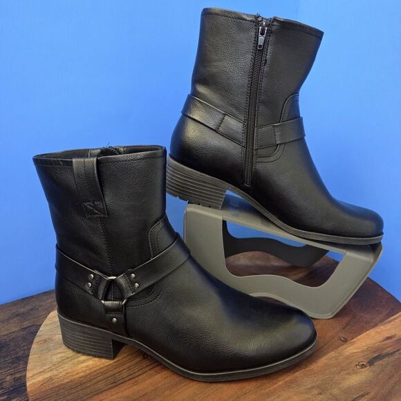 Frye and Co Elodie Moto Boot Black Stacked Heel Cushioned Women's 11M NWT - Picture 3 of 13